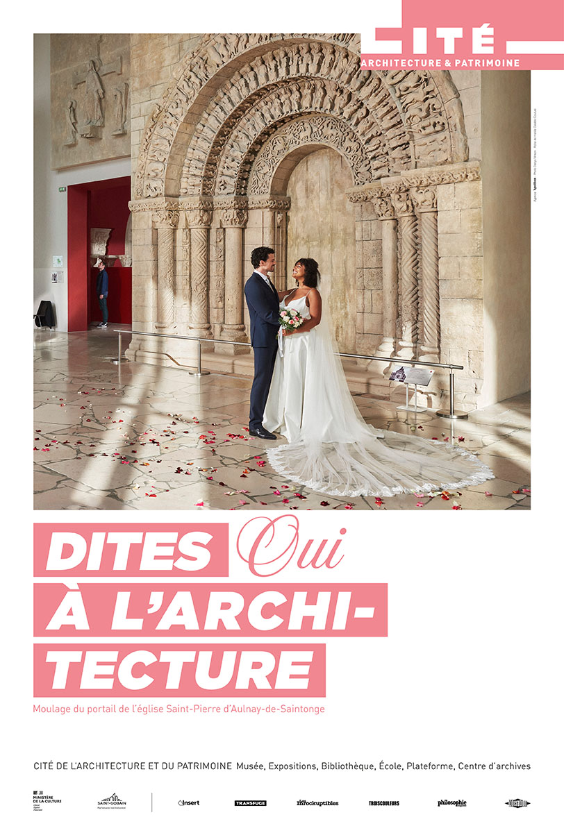 affiche publicitaire cité de l'architecture et du patrimoine institutionnelle mariage