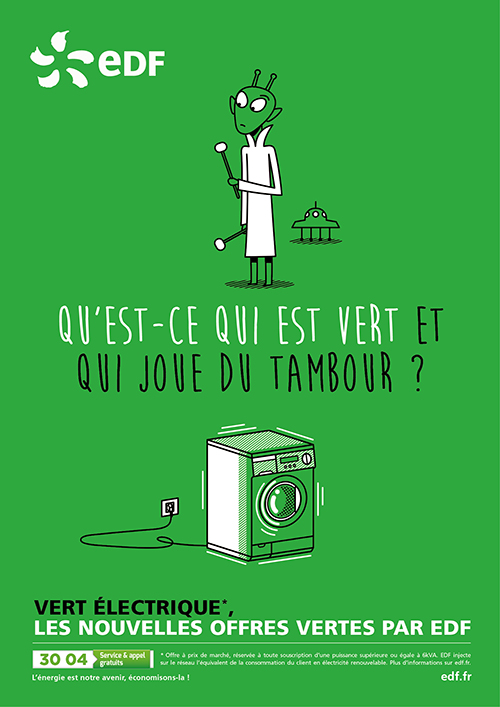 Affiche publicitaire Edf - vert électrique