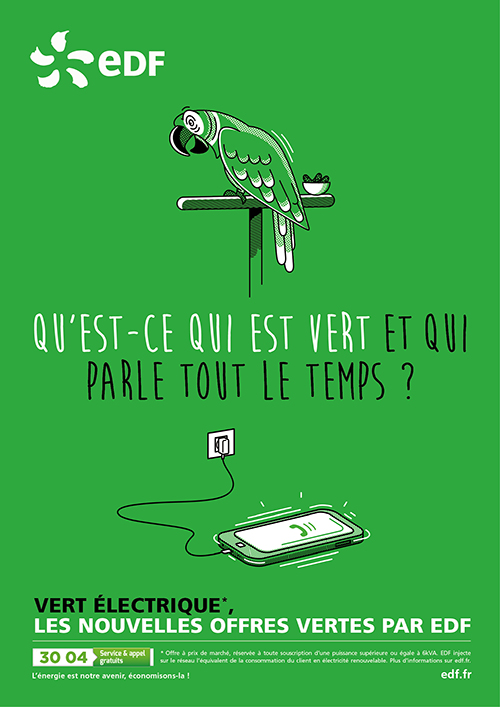 Affiche publicitaire Edf - vert électrique