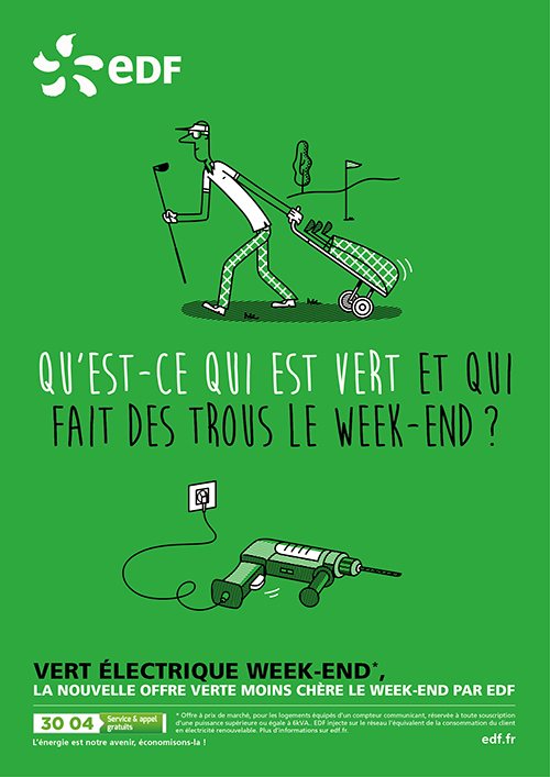 Affiche publicitaire Edf - vert électrique