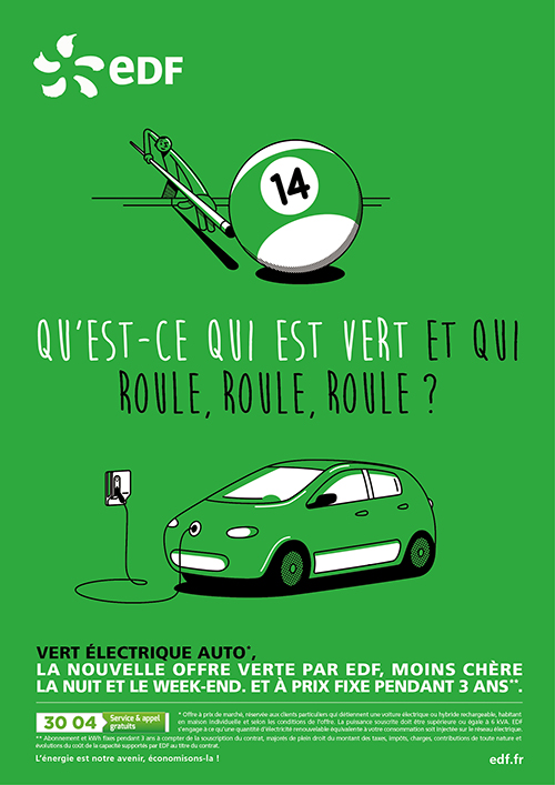Affiche publicitaire Edf - vert électrique