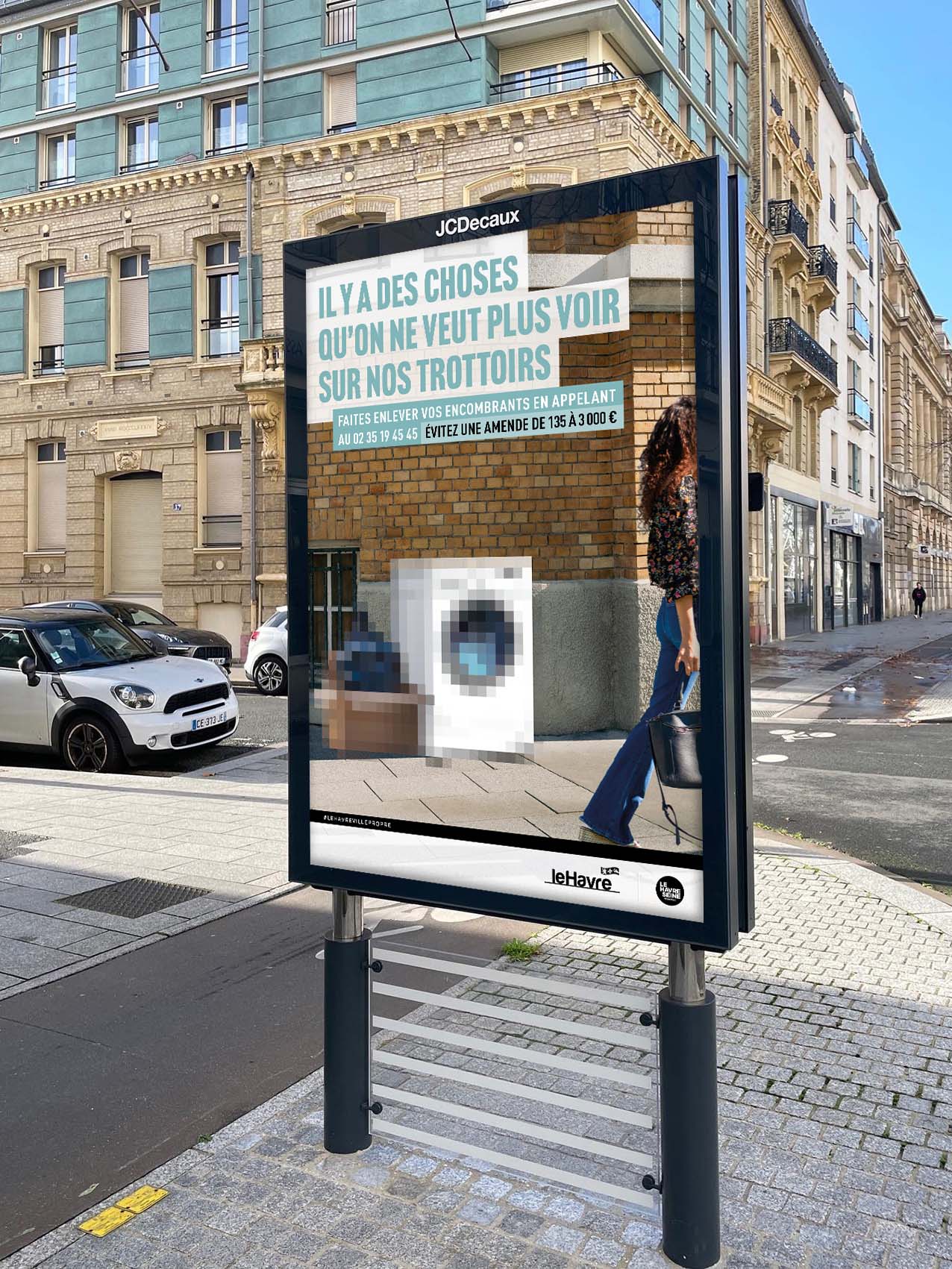 affiche publicitaire havre propreté encombrants mise en situation