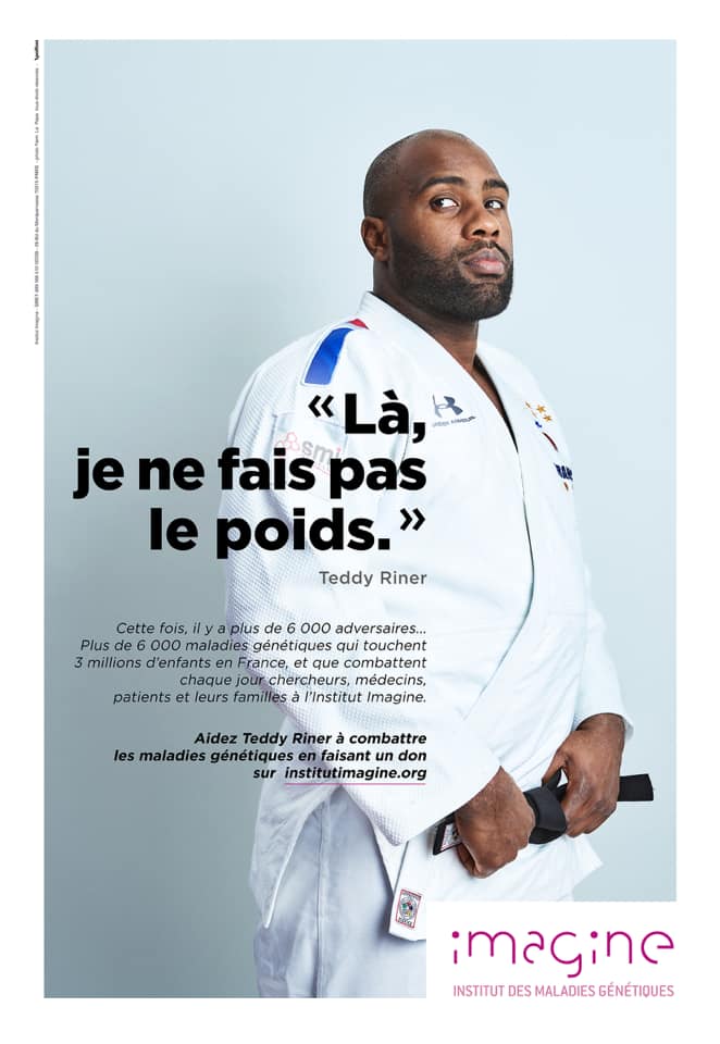 Affiche publicitaire Institut Imagine Teddy Riner - Appel aux dons