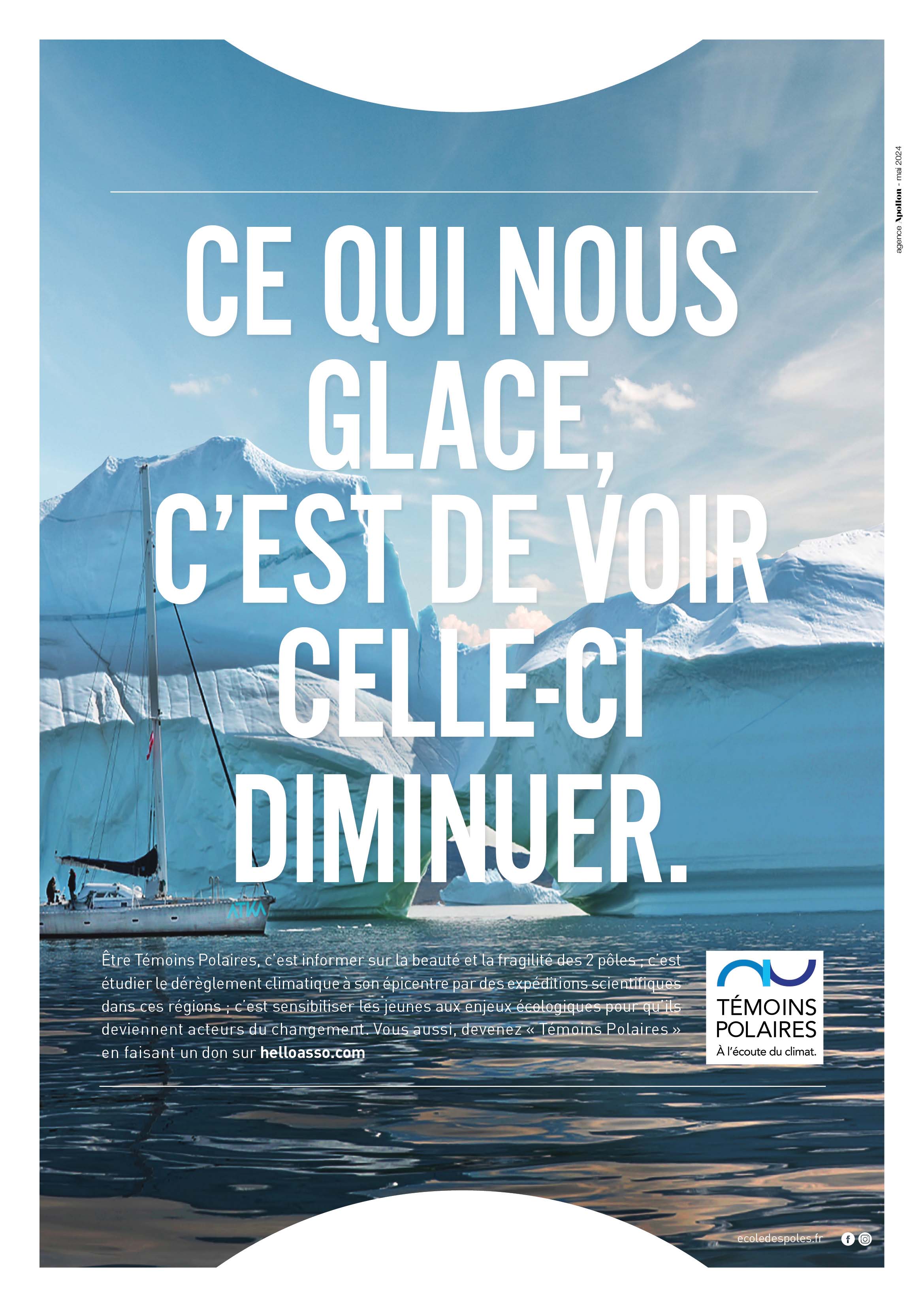 affiche publicitaire témoins polaires glace